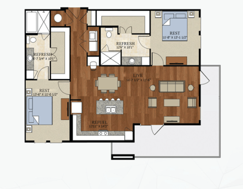 B3 ALT 2 Floor Plan | 1,284 Sq. Ft. at Abstract at Design District, Dallas, 75207